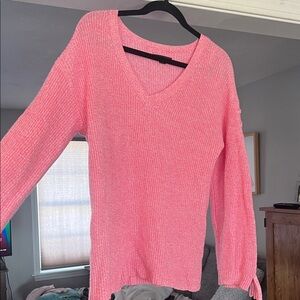 American Eagle Outfitters Bright Pink V-Neck Sweater